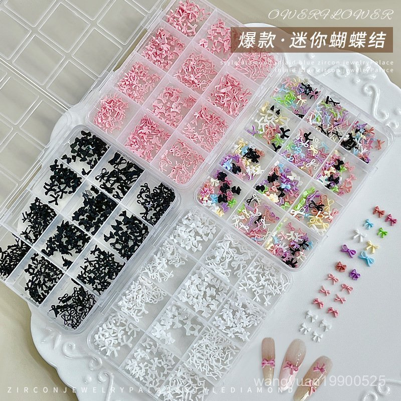 1️⃣南波萬爆款💟現貨 隔日達 蝴蝶結美甲飾品 領結美甲飾品 黑白粉色美甲飾品 DIY美甲材料 美甲師專用